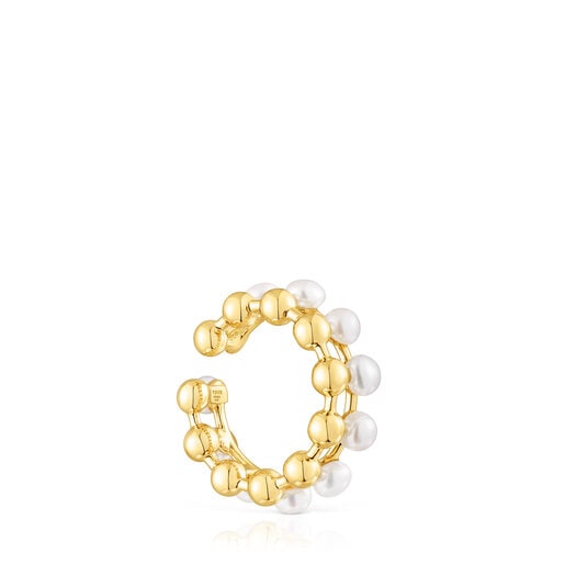 Silver vermeil Gloss Double earcuff with cultured pearls | TOUS