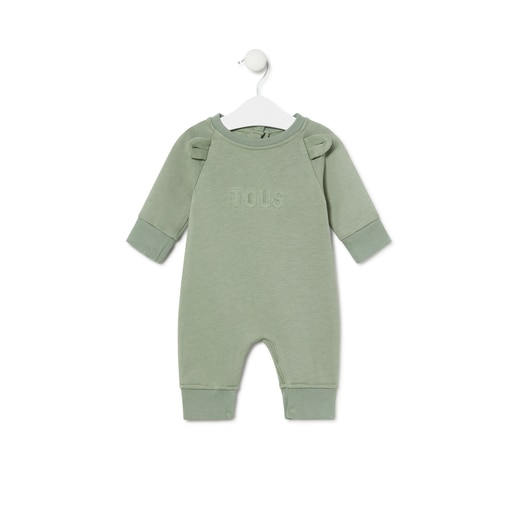 Baby playsuit with ears in Classic green