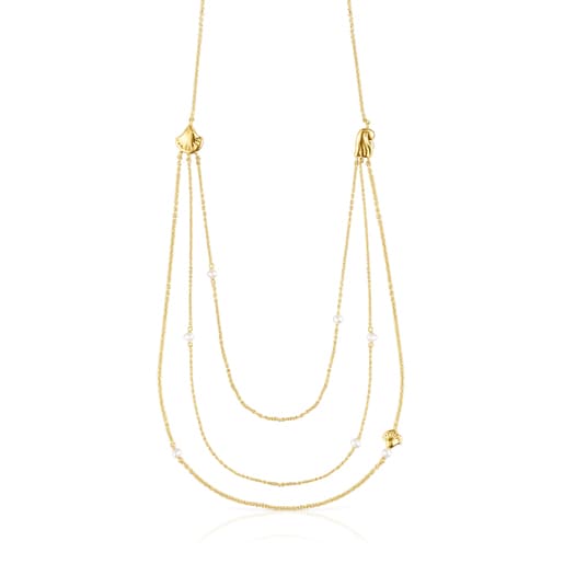 Gold Oceaan shells-chains Necklace with pearls | TOUS