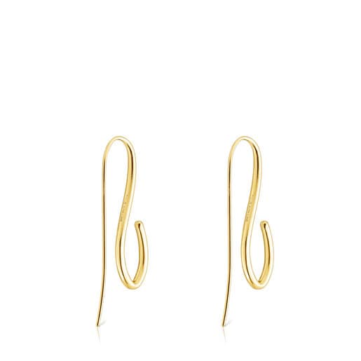 Aros largos con baño de oro 18 kt sobre plata Bent