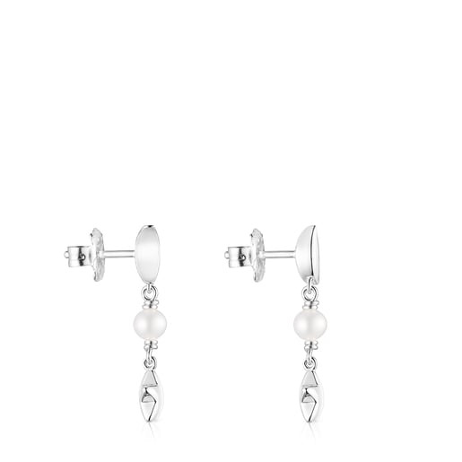 Silver Magic Nature Earrings with pearl