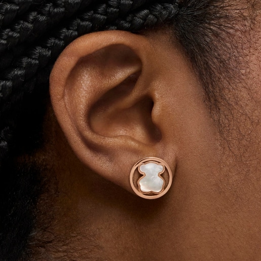 Rose Vermeil Silver Camille Earrings with Mother-of-Pearl