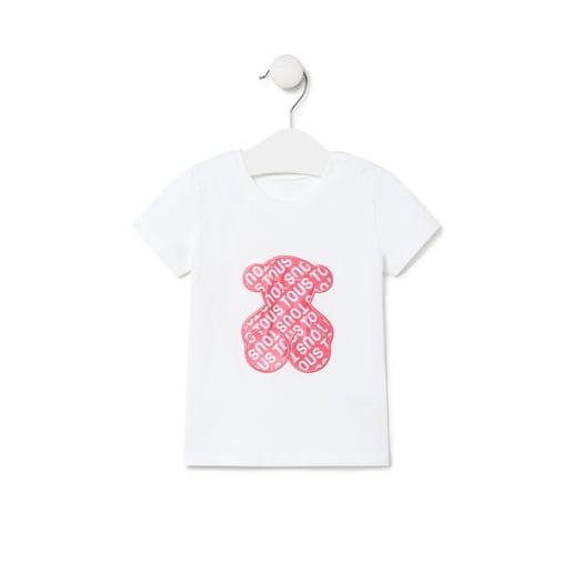 Girls beach t-shirt in Logo pink