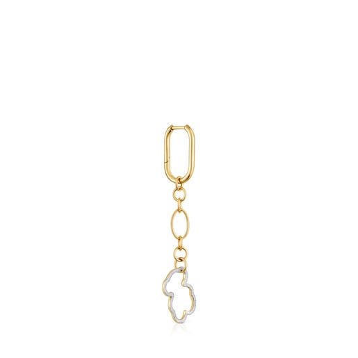 New Silueta single long Earring with two-tone bear motif