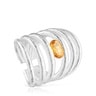Offener Ring Duna aus Silber mit Zitrin