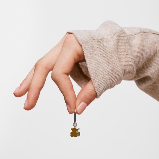 Pendientes de aro pequeños motivo oso bicolor Sweet Dolls