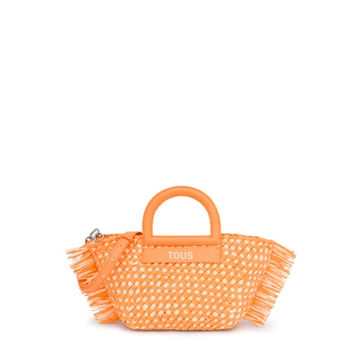 Středně velká rafiová Tote taška TOUS Dora světle oranžové barvy