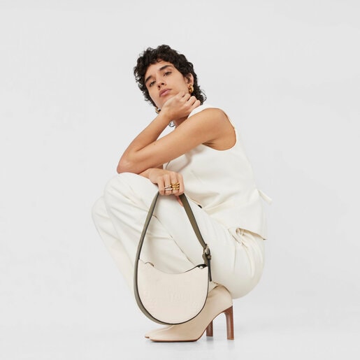 حقيبة كتف TOUS Nanda باللونين البيج والكاكي