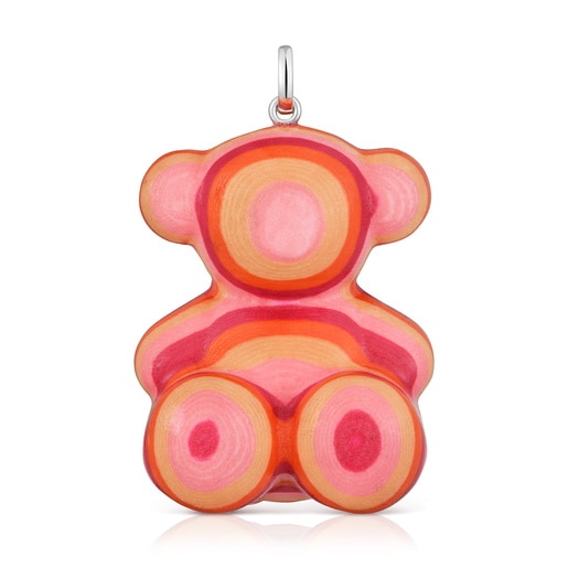 40 mm silver and recycled paper bear Pendant Bold Bear
