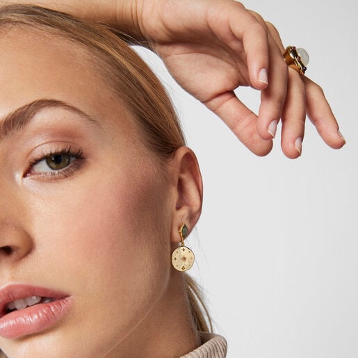 Silver vermeil Magic Nature disc earrings with labradorite