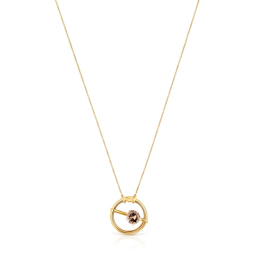 Large silver vermeil Hold Pendant with quartz