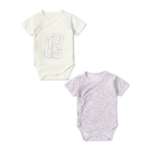 Tous - Pack Of Wrap-Over Baby Bodysuits In Mix Lilac - Baumwolle