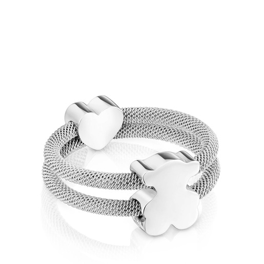 Anillo doble de plata Icon Mesh