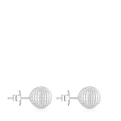 Silver St. Tropez Disco bear ball Earrings 10 mm