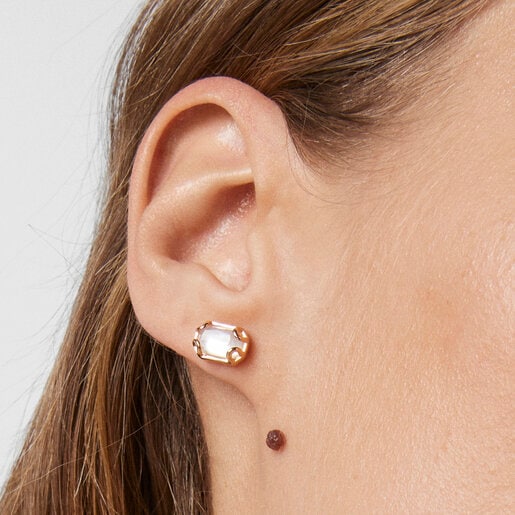 Rose Vermeil Silver TOUS Join Earrings with hidrotermal quartz