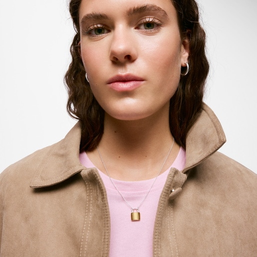 שרשרת במוטיב מנעול דובון 16 מ"מ בשני גוונים מקולקציית TOUS Unlock