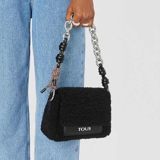 Small black TOUS Empire Fur Crossbody bag
