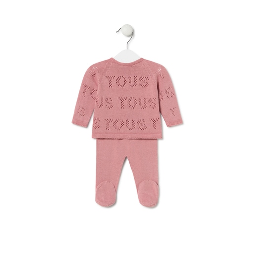 Knitted baby set in Tricot TOUS logo pink