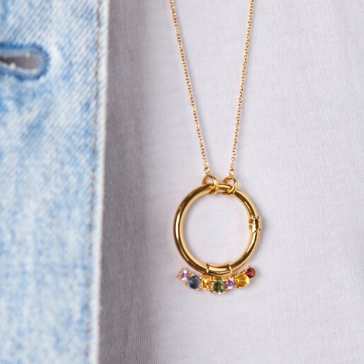Silver Vermeil Glaring Pendant with multicolored Sapphires