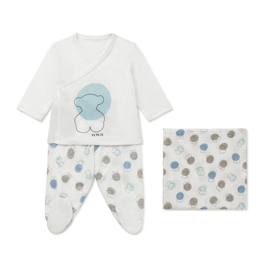 Conjunto de bebé Lunar Azul Celeste tres piezas