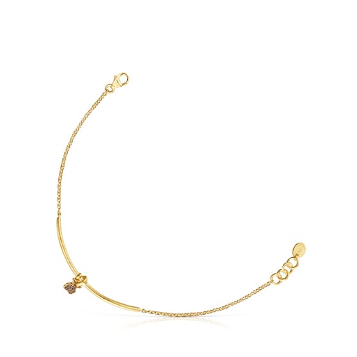 Bracciale orsetto con placcatura in oro 18 kt su argento e quarzo Luah