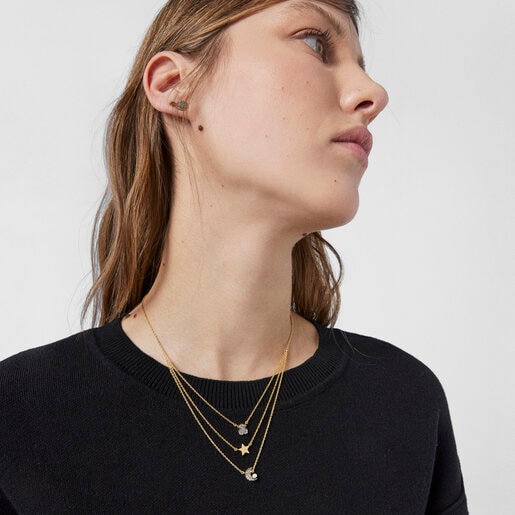 Nocturne Necklace in Silver Vermeil with Diamonds and Pearl