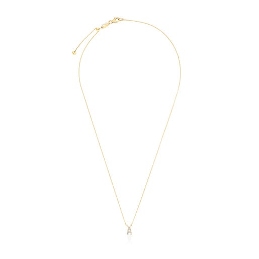 Short gold letter A Necklace with 0.05 ct diamonds Alphabet