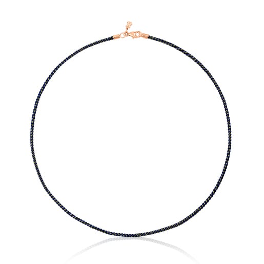 Collar cordón azul marino y cierre con baño de oro rosa 18 kt sobre plata TOUS Chokers