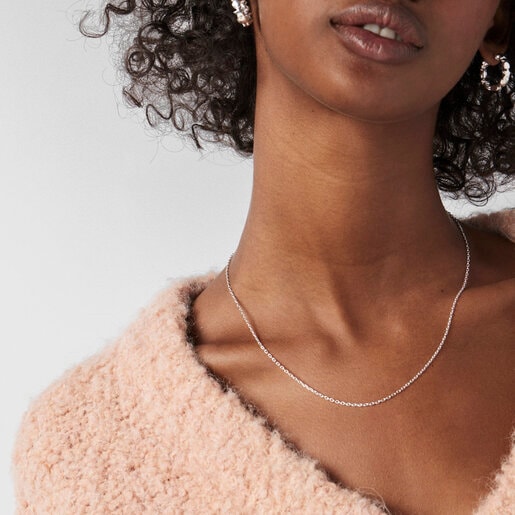 Silver Choker with oval rings measuring 45 cm TOUS Chain