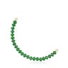 Bracciale a catena in argento placcato oro 18 kt e quarzite verde Hold Oval