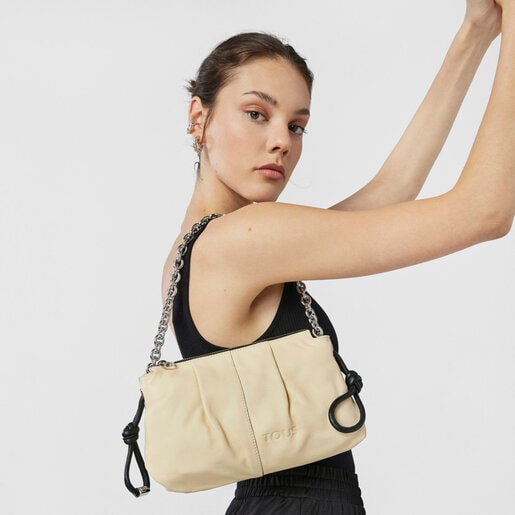 Bandolera mediana de piel beige TOUS Soft
