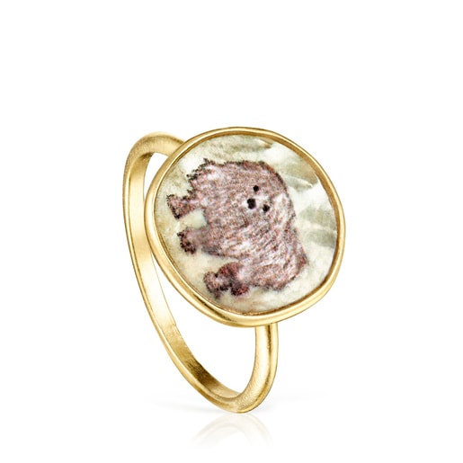 Ring La XIII aus Vermeil-Gold mit Perlmutt