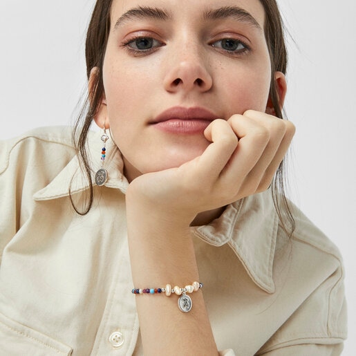 Браслет с камеей Oceaan Color из серебра с жемчугом и драгоценными камнями