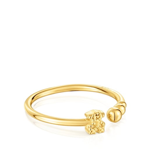 טבעת TOUS Grain פתוחה קטנה עם ציפוי זהב 18 קראט על כסף בשילוב מוטיבים