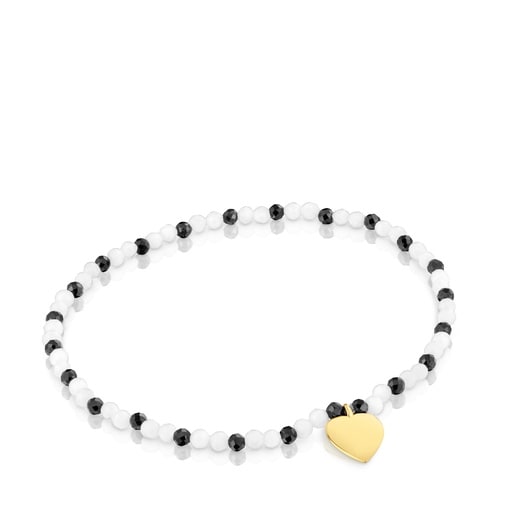 Tous - Elastický Náramek S Chalcedonem, Spinely A Srdcem Ze Stříbra Pozlaceného 18karátovým Zlatem Motifs - Stříbro Vermeil