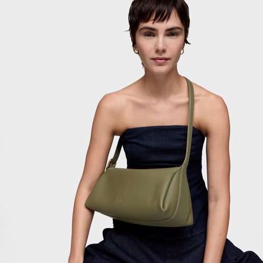 Olive green leather Crossbody bag TOUS Fold