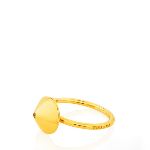 Gold Tack Ring with Diamond