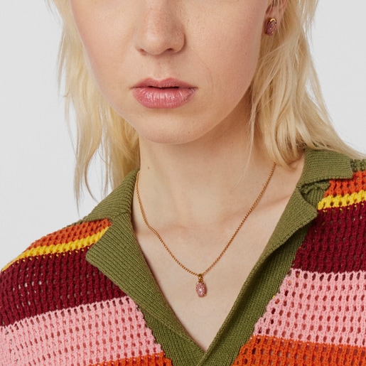 Silver vermeil Virtual Garden Pendant with rhodonite