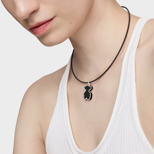 Dije de plata y metacrilato negro Galaxy