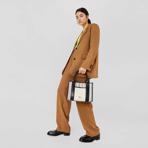 Shopping mediano Amaya blanco y negro TOUS Crossroad