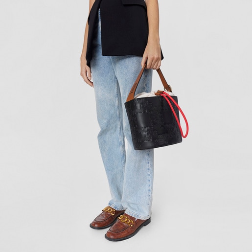 ブラック＆ブラウンのバケツバッグ TOUS Nanda