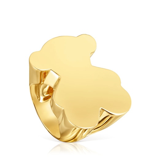 34 mm bear Signet ring with 18 kt gold plating over silver Sweet Dolls