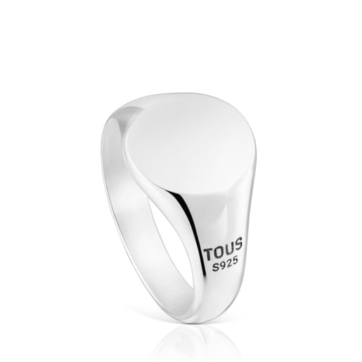 Anillo sello de plata envejecida motivo redondo TOUS Man