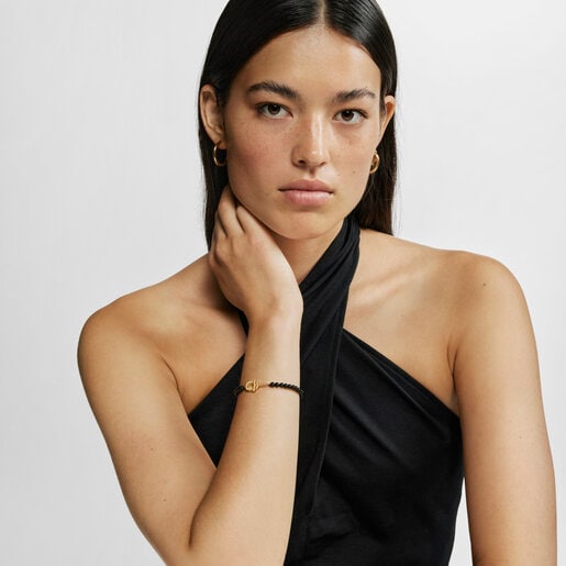 Bracelet with 18kt gold plating over silver and onyx TOUS MANIFESTO