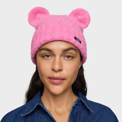כובע צמר עם אוזניים TOUS Bear בצבע ורוד