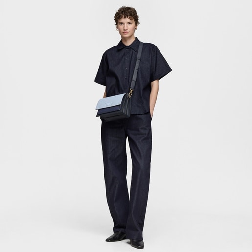 Bandolera mediana azul marino Audree Saffiano