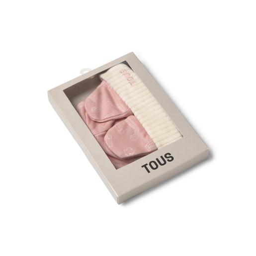 Conjunto de bebé gorro y manoplas Arc rosa