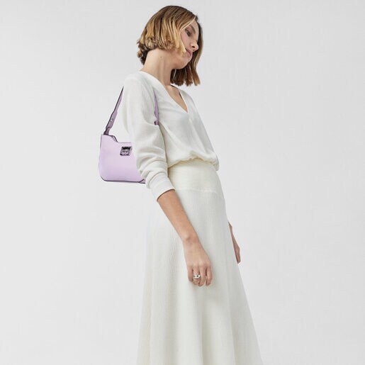 Sac porté épaule en cuir mauve TOUS Legacy