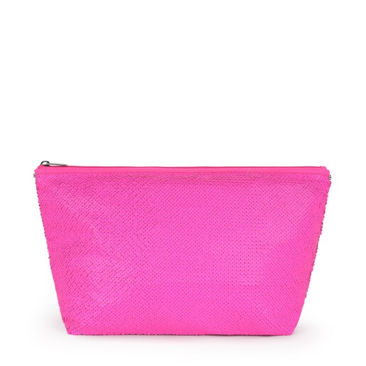 Medium Neon Pink Kaos Shock Sequins Handbag
