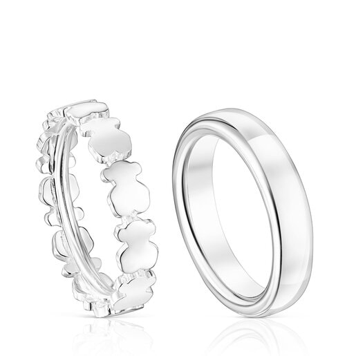 Set of Silver Straight Rings | TOUS